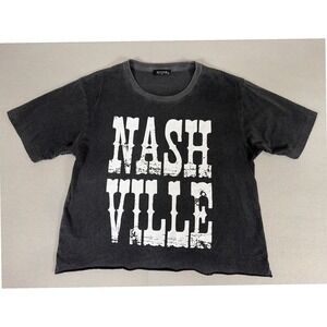 Zutter Nashville Graphic T-Shirt Women Small Charcoal Gray Mineral Wash Crop Tee